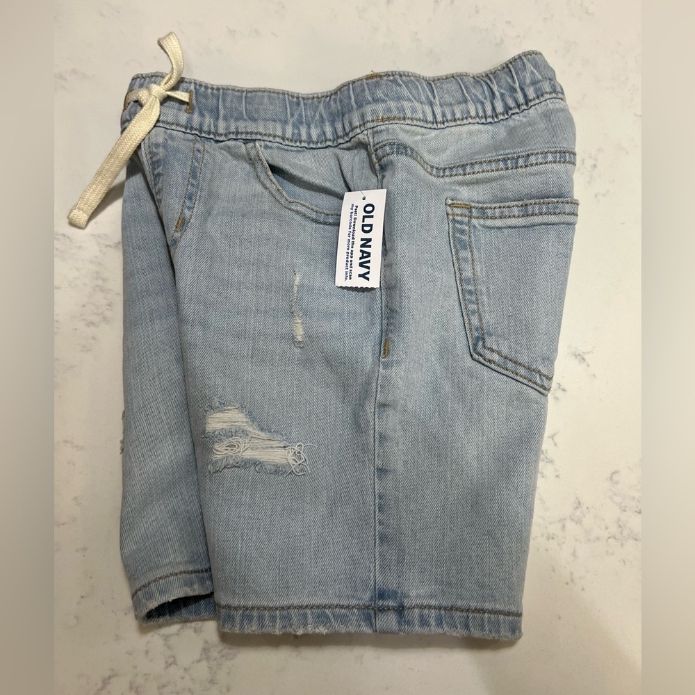 Old Navy Light Blue Denim Shorts with High Waist and Distressed Look for boy - Picture 4 of 5